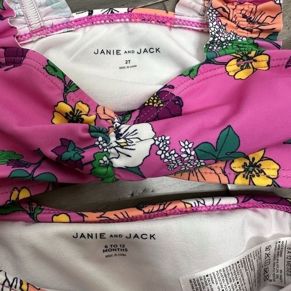 NWT Janie & Jack Separate Swimsuit Pieces Pink 6-12 Months Top 2T Bottoms - Picture 3 of 4